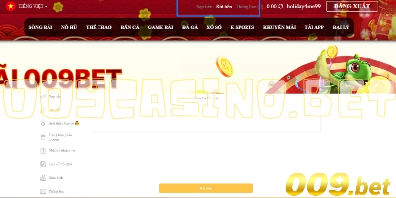 Hướng dẫn rút tiền 009 casino